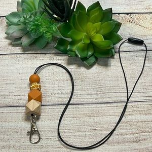 Teacher, Student, etc. lanyard with silicone and wood beads